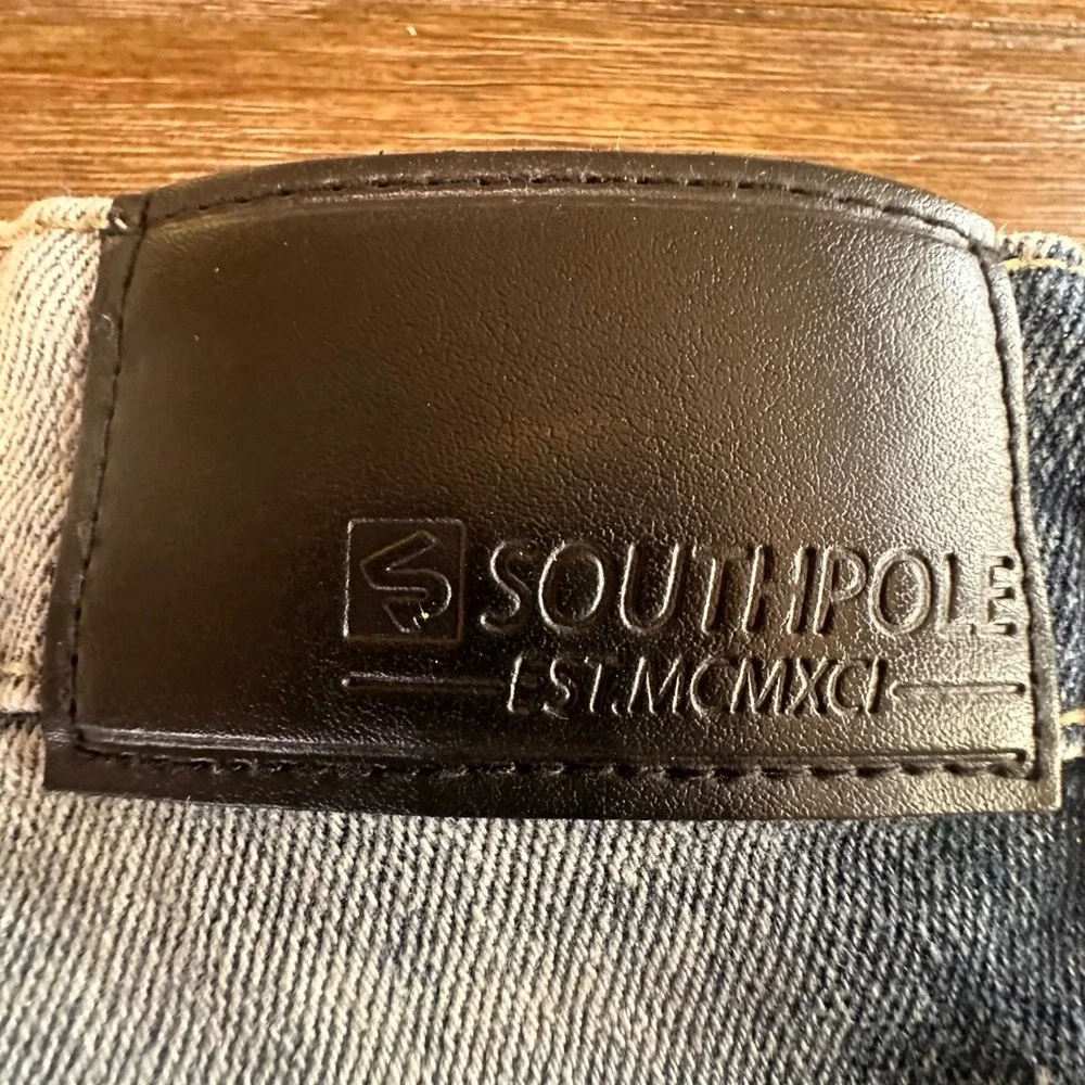 Southpole Denim Biker Streetwear Shorts Mens Size 38 Blue‎ Distressed Cut Off